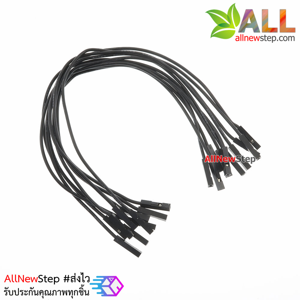 สายไฟจัมเปอร์ 20cm สาย jumper 20 cm จำนวน 10 เส้น เมีย-เมีย สีดำ