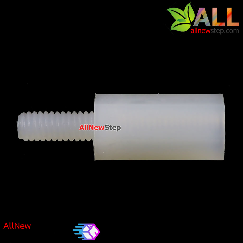 น็อตไนลอน NUT Nylon M3 ขนาด 9+6mm สีขาว จำนวน 1 ชิ้น