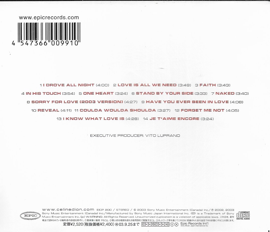 Used CD,Celine Dion - One Heart (A+)(2003)(Japan)