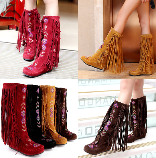 รองเท้าบูทโมฮีเมี่ยน ไซต์ 34-43 สีดำ/แดง/เหลือง/น้ำตาล
