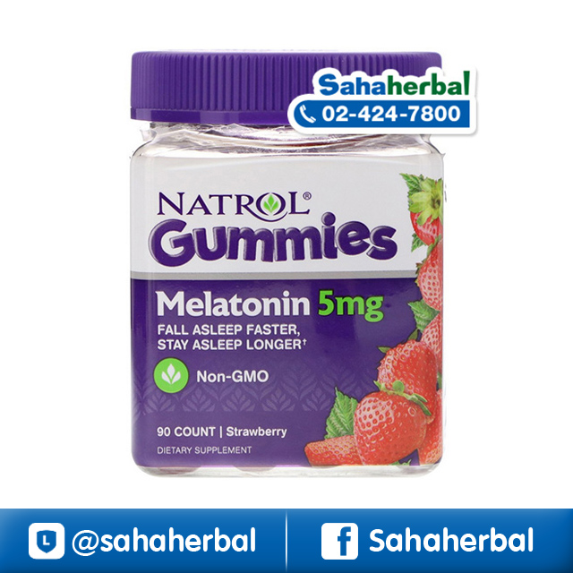 NATROL Gummies Melatonin Strawberry เมลาโทนิน ช่วยการนอนหลับ ราคาถูก ฟรีของแถมทุกรายการ