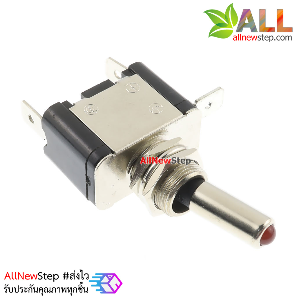 สวิตช์เปิด/ปิด ร็อกเกอร์สวิตช์ switch 3.3-12V 20A ฝาสีดำ พร้อมไฟ LED สีเขียว