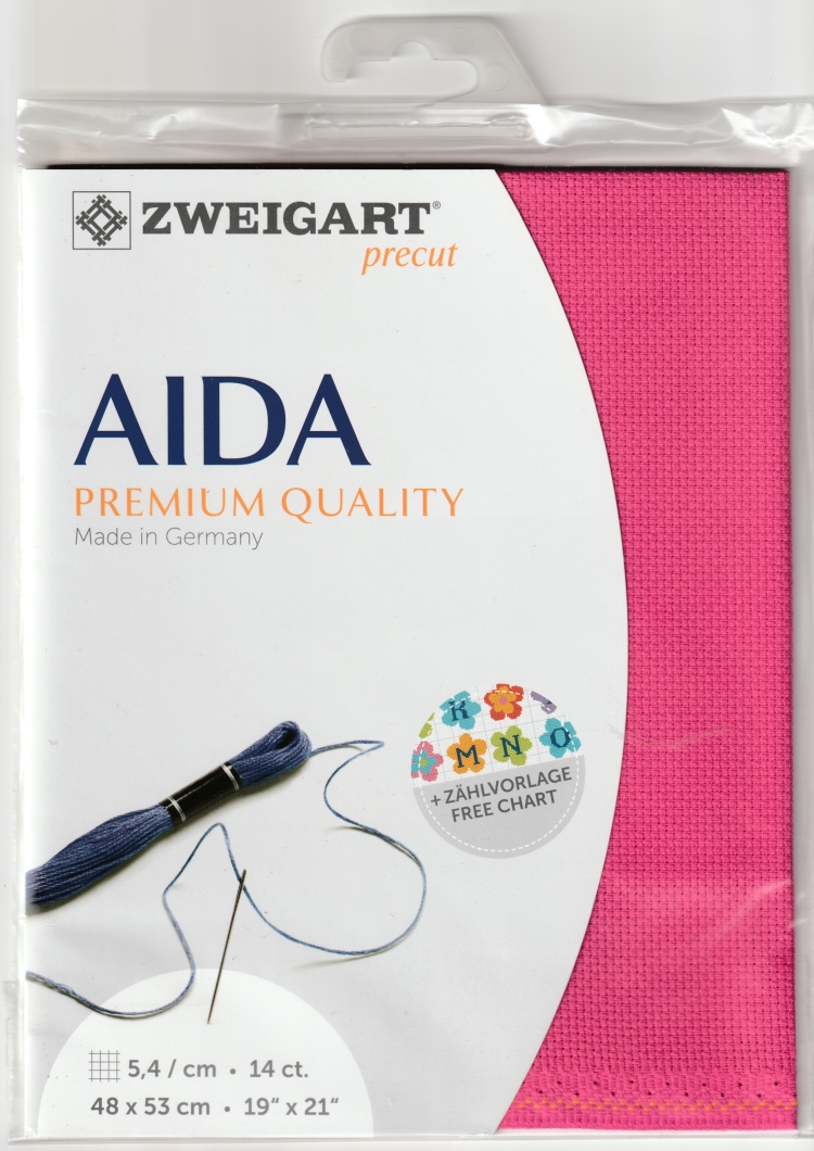 Zweigart ผ้า Aida 14 ct. สีชมพู Rasberry Sorbet ขนาด 48 x 53 ซม.