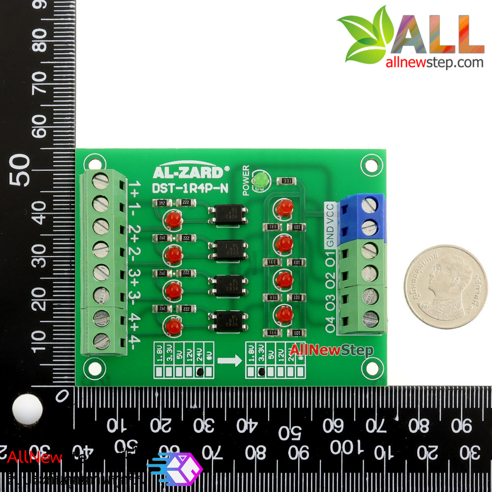 24V TO 3.3V 4 CHANNEL OPTOCOUPLER ISOLATION BOARD 4BIT