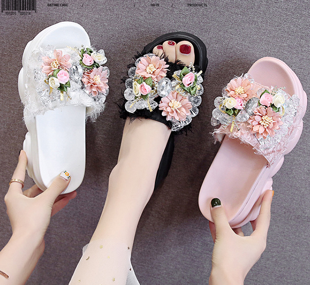 รองเท้าลำลองส้นหนาแบบสวมน่ารักๆสีดำ/ขาว/ชมพู ไซต์ 34-39