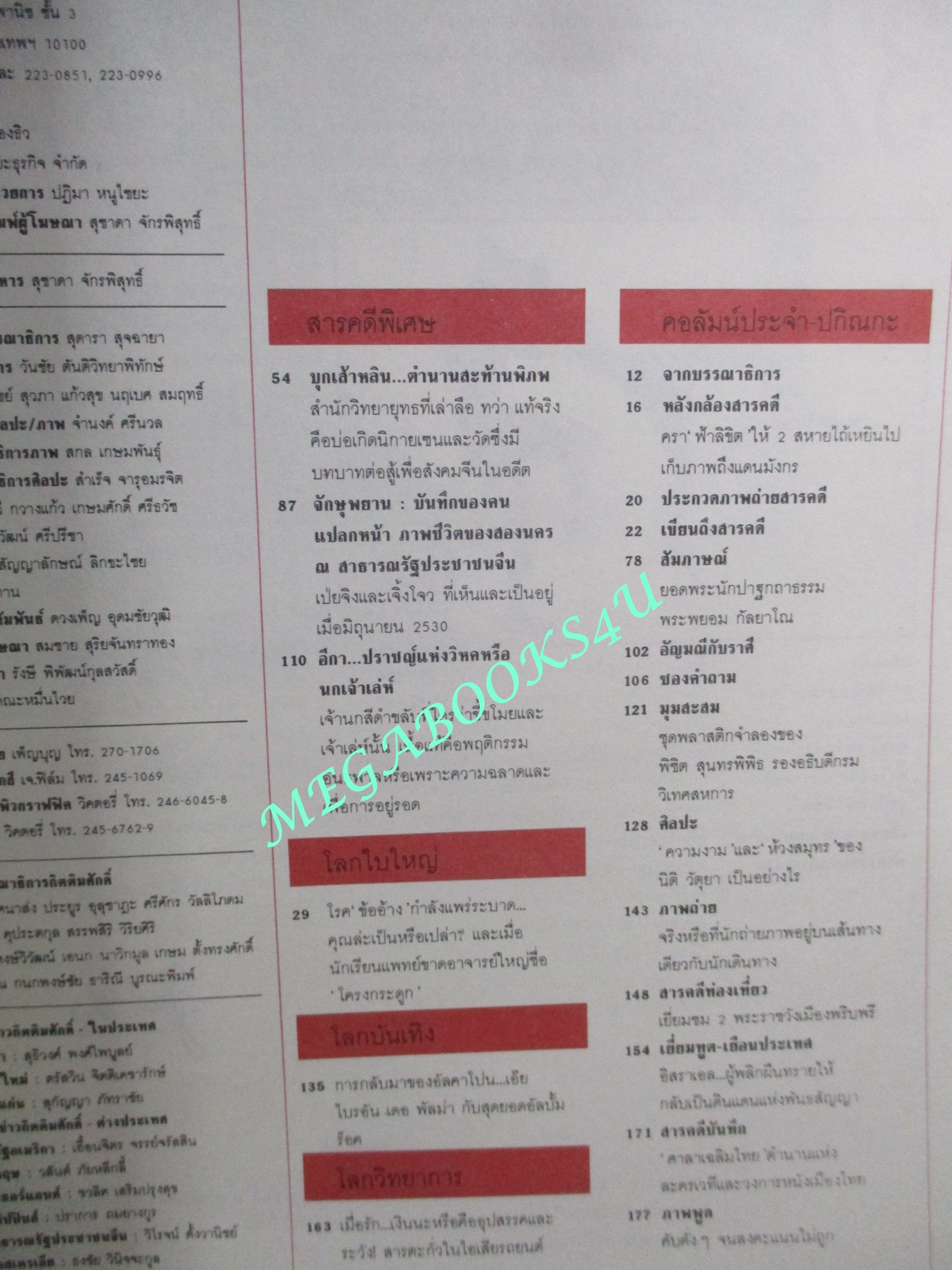 นิตยสารสารคดี ฉบับที่032 ปี2530 วัดเส้าหลิน เมืองจีน อีกา