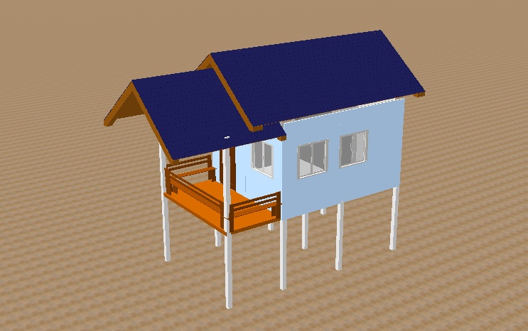 บ้านขนาด 4*7 เมตร ราคารวมเป็นเงินทั้งสิ้น 370,000 บาทพร้อมระเบียงขนาด 2*4 เมตร