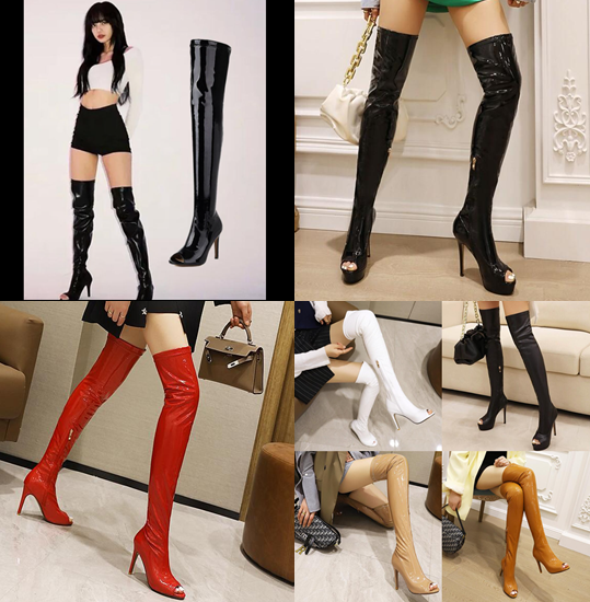 รองเท้าบูทลิซ่าใส่เต้น ไซส์ 34-43 มี 2 รุ่น ส้นสูง 4 และ 4.6 นิ้ว