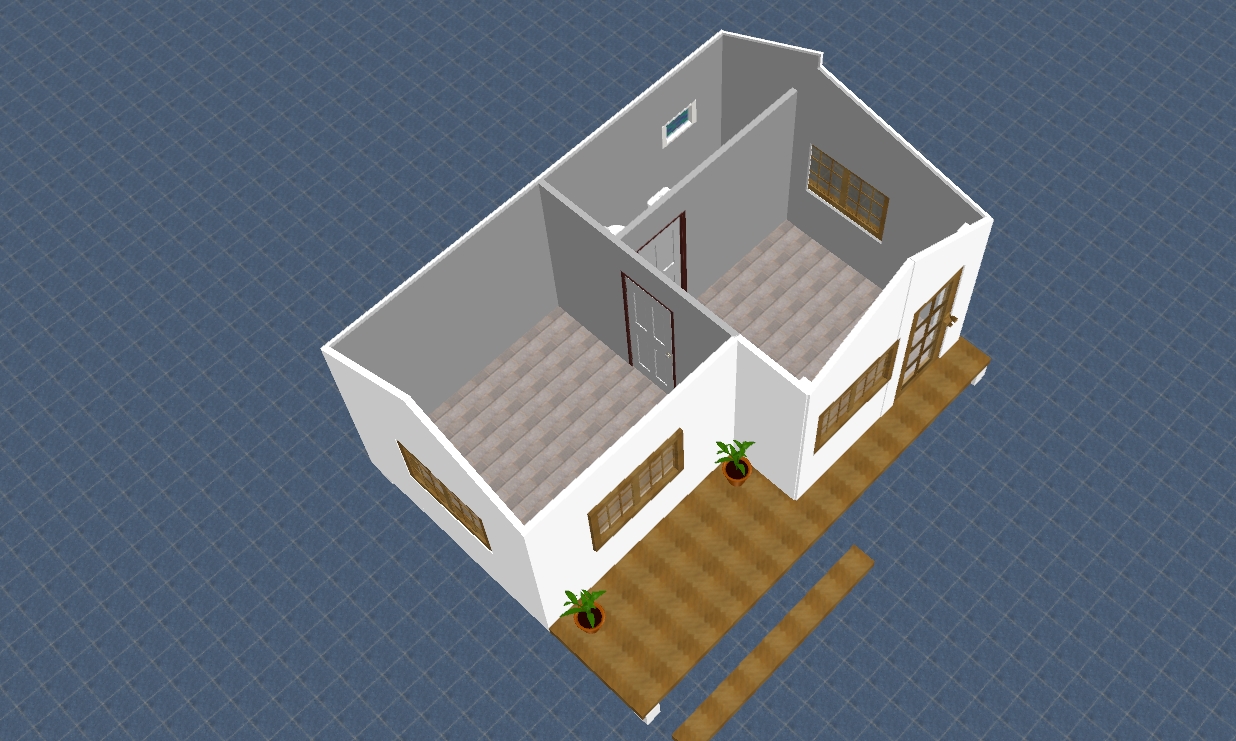 บ้านน็อกดาวน์โครงสร้างเหล็ก ขนาด พื้นที่ใช้สอย ภายในบ้าน 21 ตาราง เมตร 1ห้องนอน 1ห้องโถง 1ห้องรับแขก