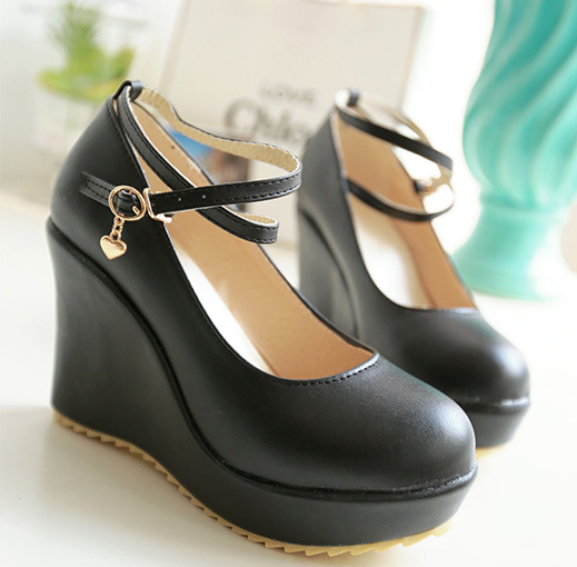 รองเท้าส้นเตารีดสายคาดหน้า ไซต์ 34-43 สีดำ/ครีม/เขียว/ฟ้า/น้ำตาล