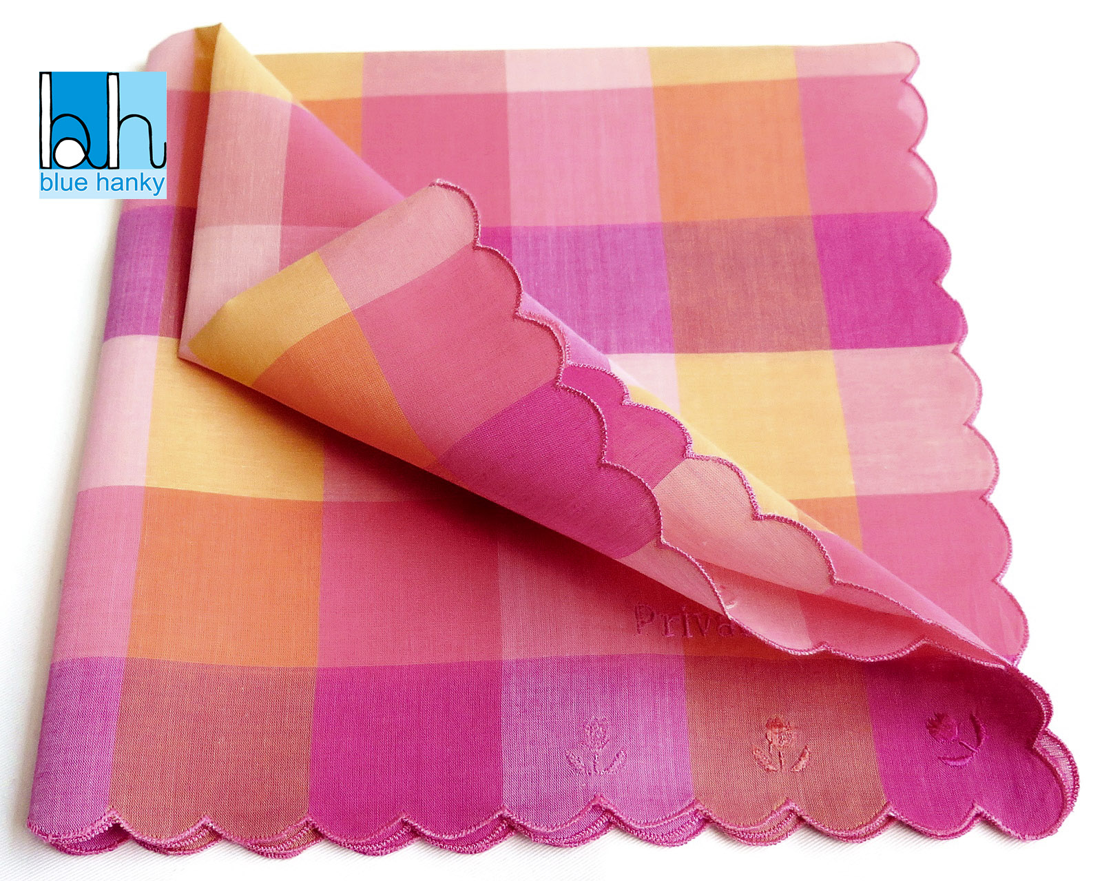 #183 19" Private Label ผ้าเช็ดหน้ามือ2 สภาพดี ผ้าเช็ดหน้าผืนใหญ่