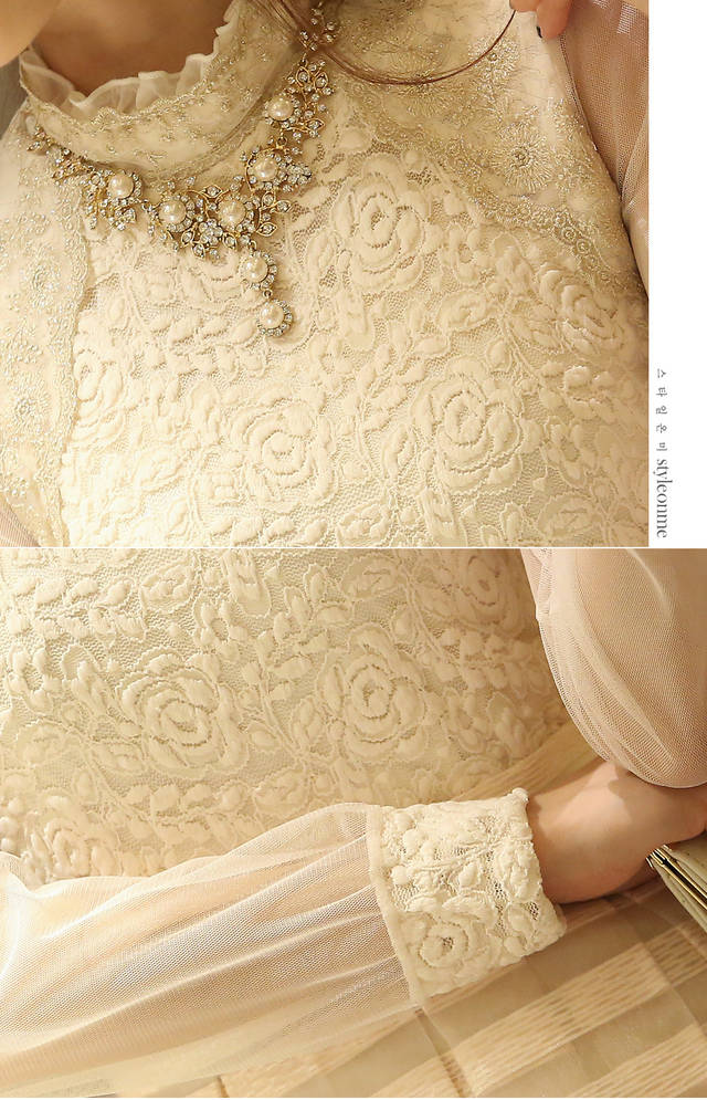 ***พร้อมส่ง***เสื้อผ้าลูกไม้สีขาว ต่อแขนเสื้อผ้าโปร่งปักมุก สวยเหมือนแบบค่ะ