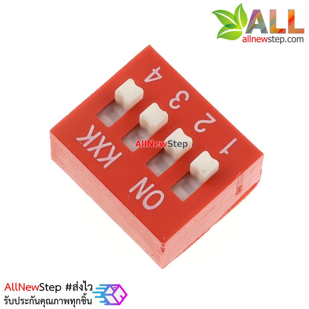 DIP switch DIP 2.54mm สวิตช์แบบ DIP ระยะห่างระหว่างขา 2.54mm ขนาด 4 ช่อง dip4