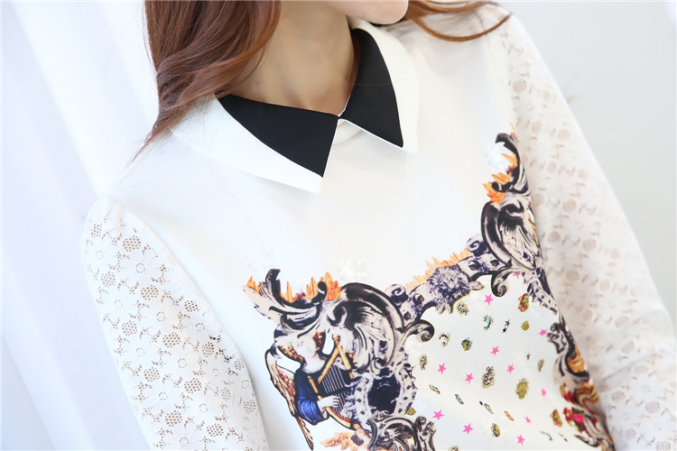 **หมดค่ะ**เสื้อชีฟองแขนยาวสีขาวใส่ทำงาน ดีเทลช่วงปกตกแต่งผ้าสีขาวตัดขอบดำ ช่วงตัวผ้าตัดต่อผ้าลายกราฟฟิค สวยคุณภาพดีเหมือนแบบค่ะ