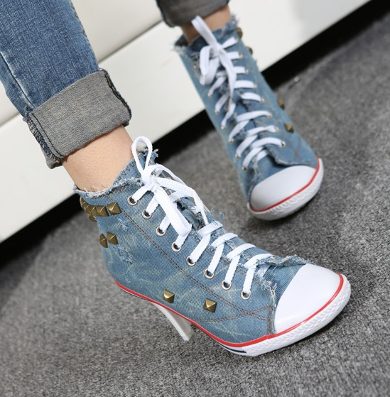 รองเท้าส้นสูง ไซต์ 34-40 สีฟ้าอ่อน ฟ้าเข้ม ขาว ดำ