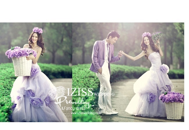 **พร้อมส่ง** PW085 ชุดถ่ายพรีเว็ดดิ้ง (pre wedding dress) ชุดแฟนตาซีชายหญิง "ธีมสีม่วง"