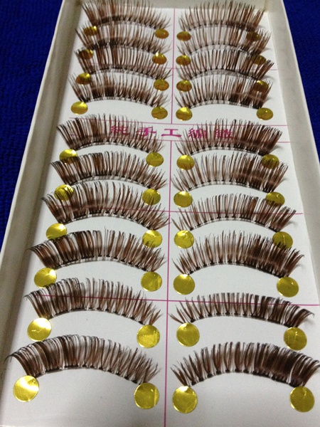 K-1 ขนตาเอ็นใส สีน้ำตาล(ขายปลีก) แพ็คละ 10 คู่