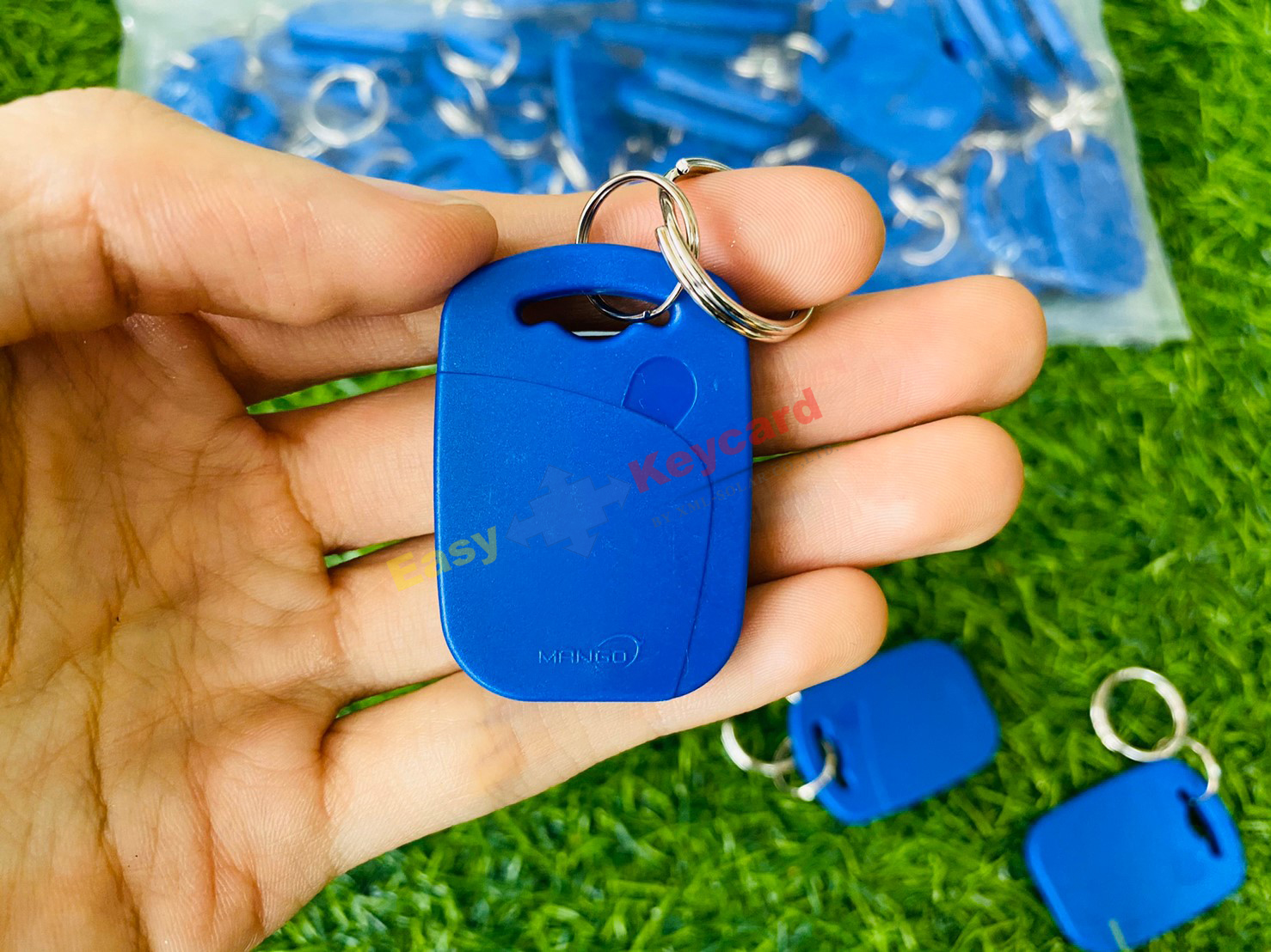 พวงกุญเเจคีย์การ์ด Keytag (Proximity 125Khz.) (เเบบสี่เหลี่ยม ยี่ห้อ mango)(สีน้ำเงิน)