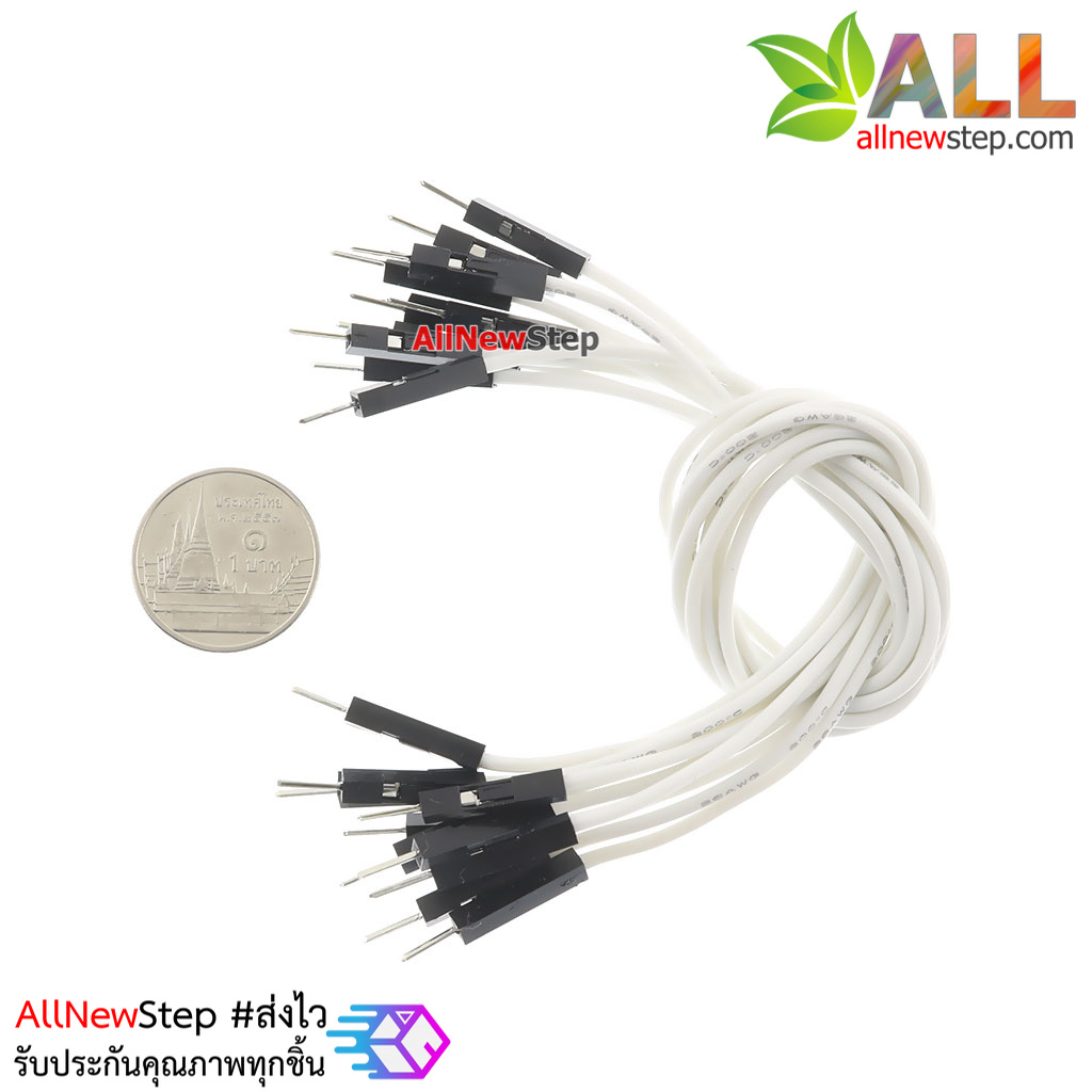 สายไฟจัมเปอร์ 20cm สาย jumper 20 cm จำนวน 10 เส้น ผู้-ผู้ สีขาว