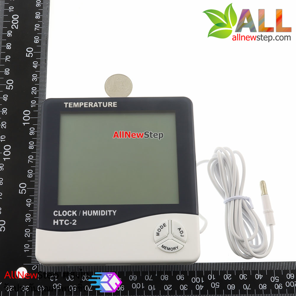 นาฬิกาพร้อมที่วัดอุณหภูมิและความชื้น Indoor Outdoor Thermo Hygro รุ่น HTC-2
