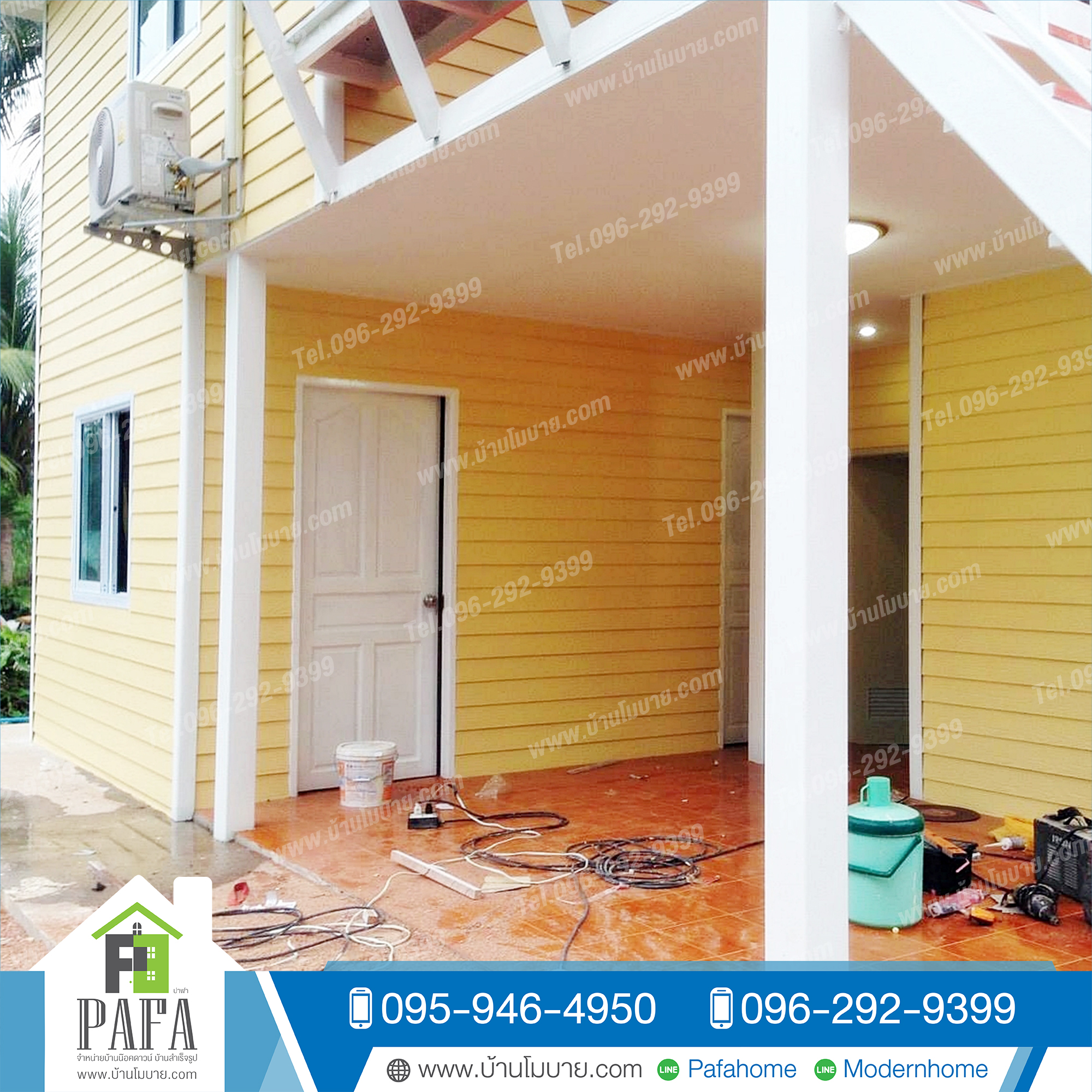 บ้านน็อคดาวน์ขนาด 7*6 เมตร (4ห้องนอน 2ห้องน้ำ 1ห้องรับเเขก 1ห้องครัว)