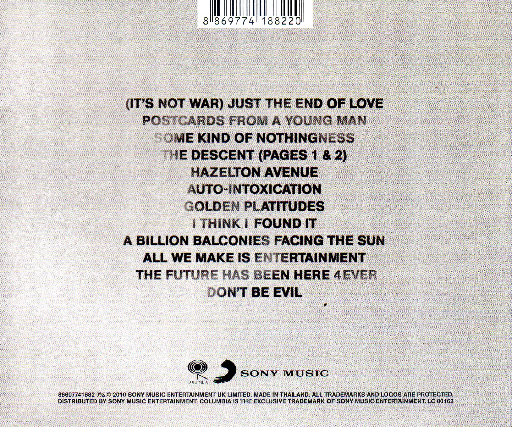 CD,Manic Street Preachers - Postcards From A Young Man (2010)(Thai)