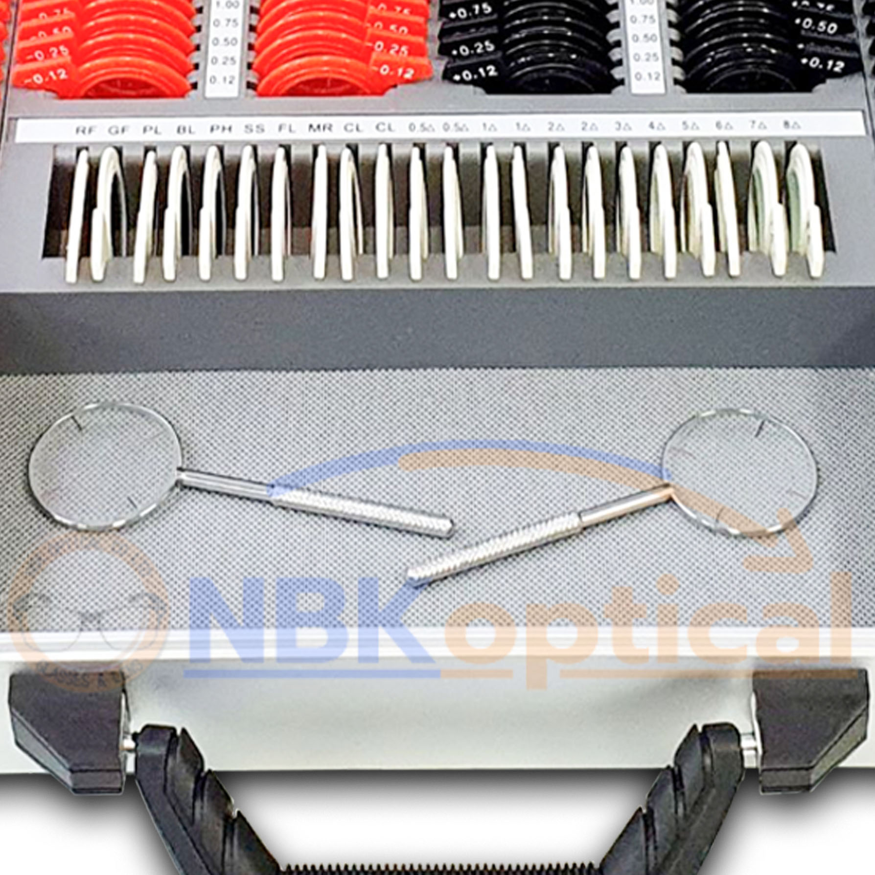 Trial lens set เลนส์เซ็ท ขอบพลาสติก เลนส์กระจก (PT L) +-2000 (กล่องอะลูมิเนียม) + (ครอสไซเลนส์เดอร์)