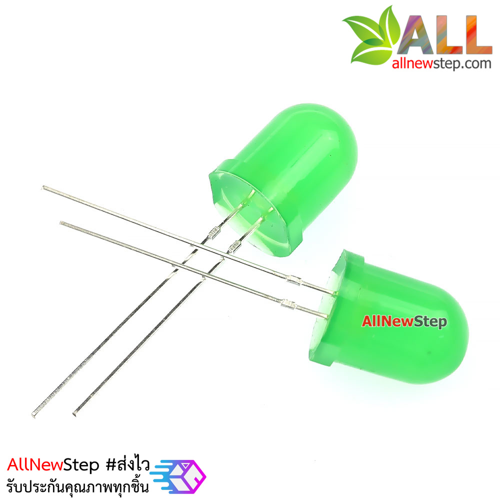 ไฟ LED 10MM LED สีเขียว จำนวน 2 ดวง