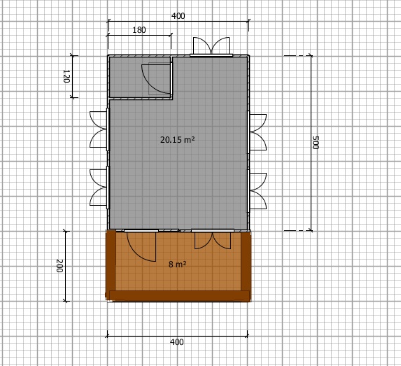 บ้านขนาด 4*7 เมตร ราคารวมเป็นเงินทั้งสิ้น 370,000 บาทพร้อมระเบียงขนาด 2*4 เมตร