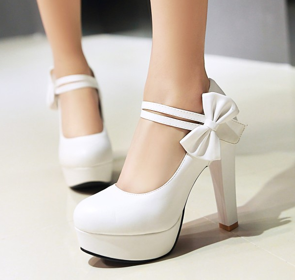 รองเท้าส้นสูงคัดชูน่ารักๆสีฟ้า/ขาว/ชมพู/ดำ ไซต์ 34-39