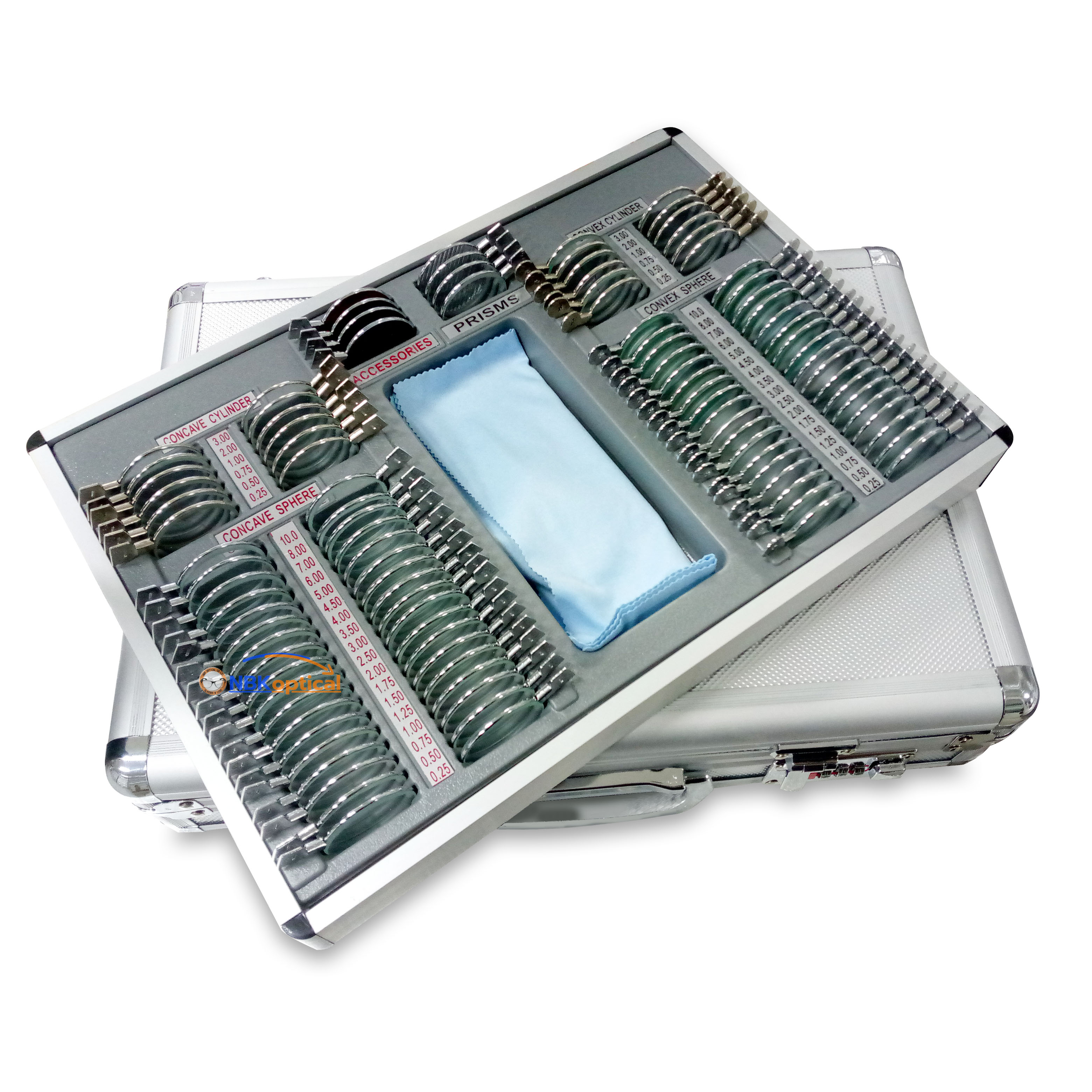 Trial lens set เลนส์เซ็ท ขอบโลหะ เลนส์กระจก (MT S) +-1000 (กล่องอะลูมิเนียม)