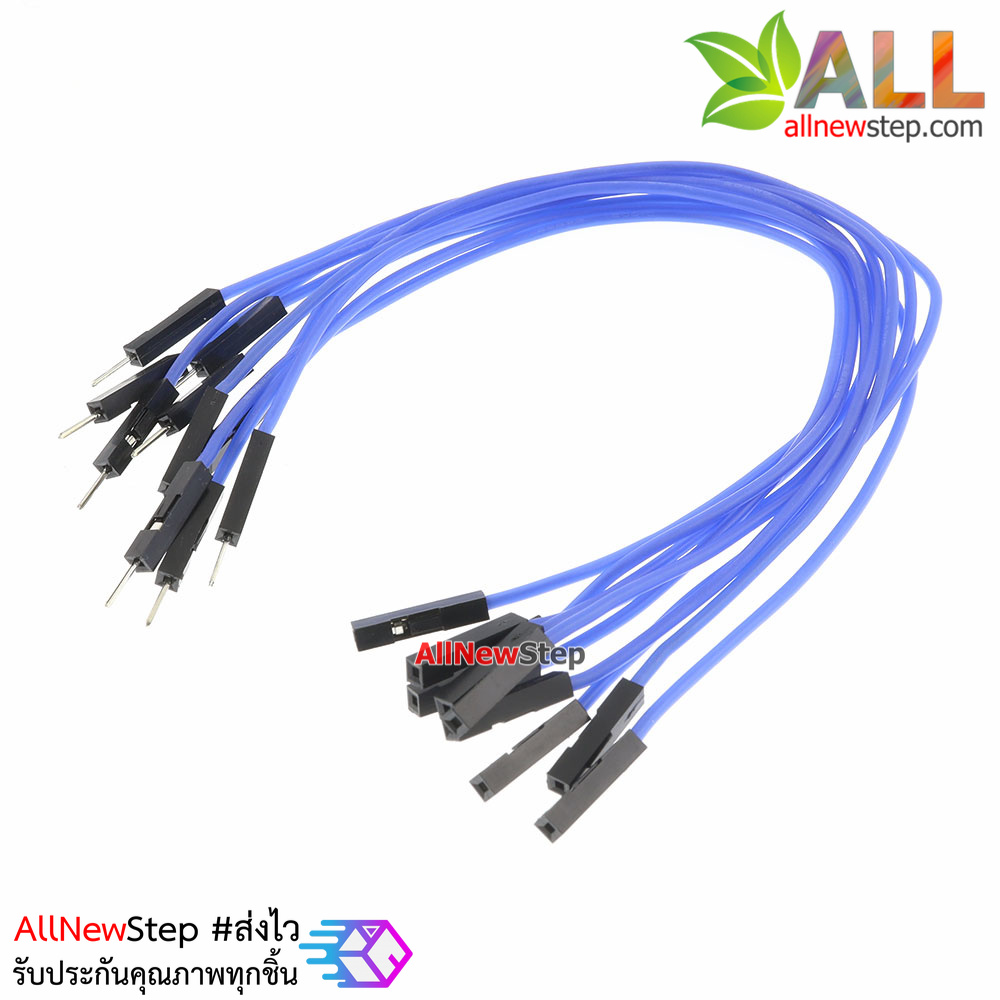 สายไฟจัมเปอร์ 20cm สาย jumper 20 cm จำนวน 10 เส้น ผู้-เมีย สีน้ำเงิน