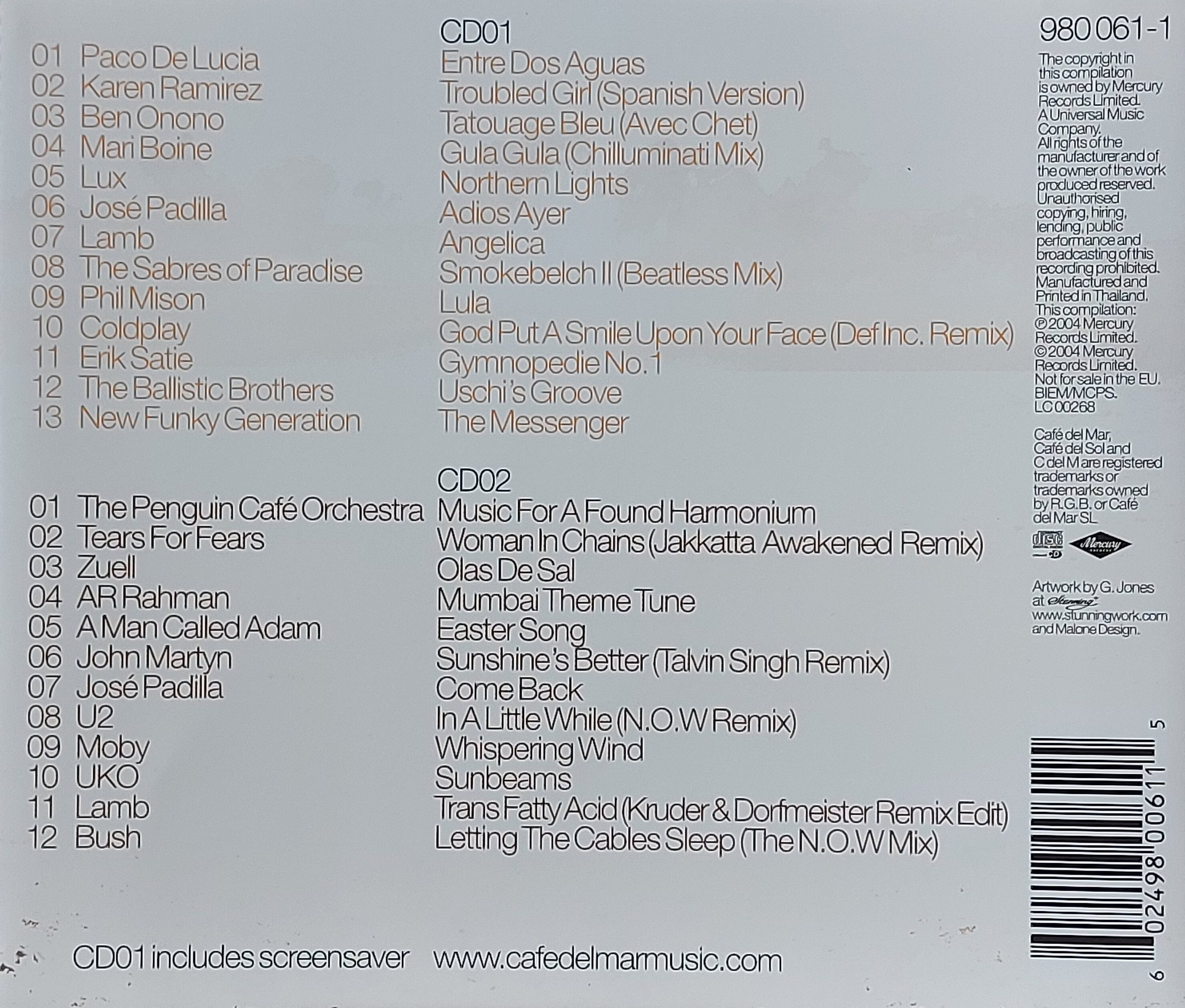 CD,Café del Mar The Best Of Compiled by José Padilla (2CD)(Various Artists)(2004)(Thai)