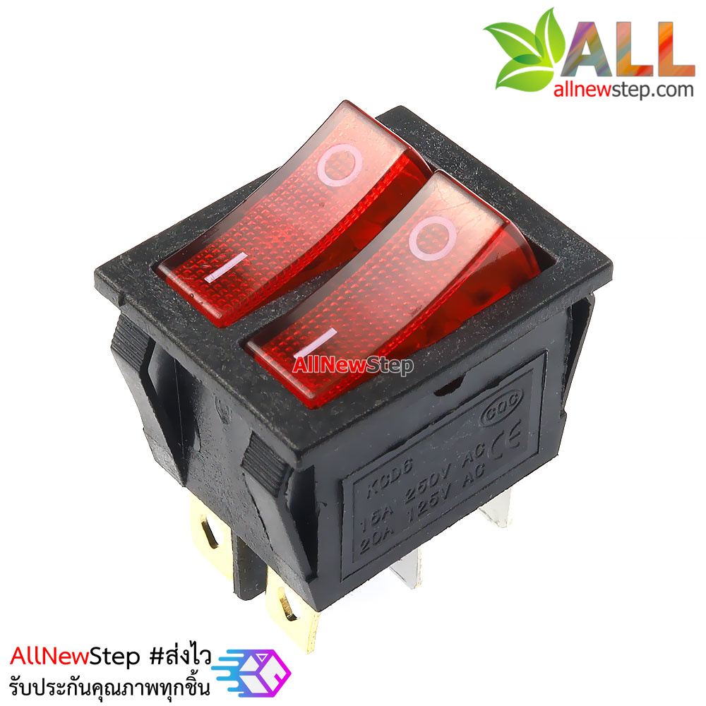 สวิตช์ 2 ทาง 2 ช่อง สวิตช์ 3 ขา สีแดง 250V 15A kcd6 switch