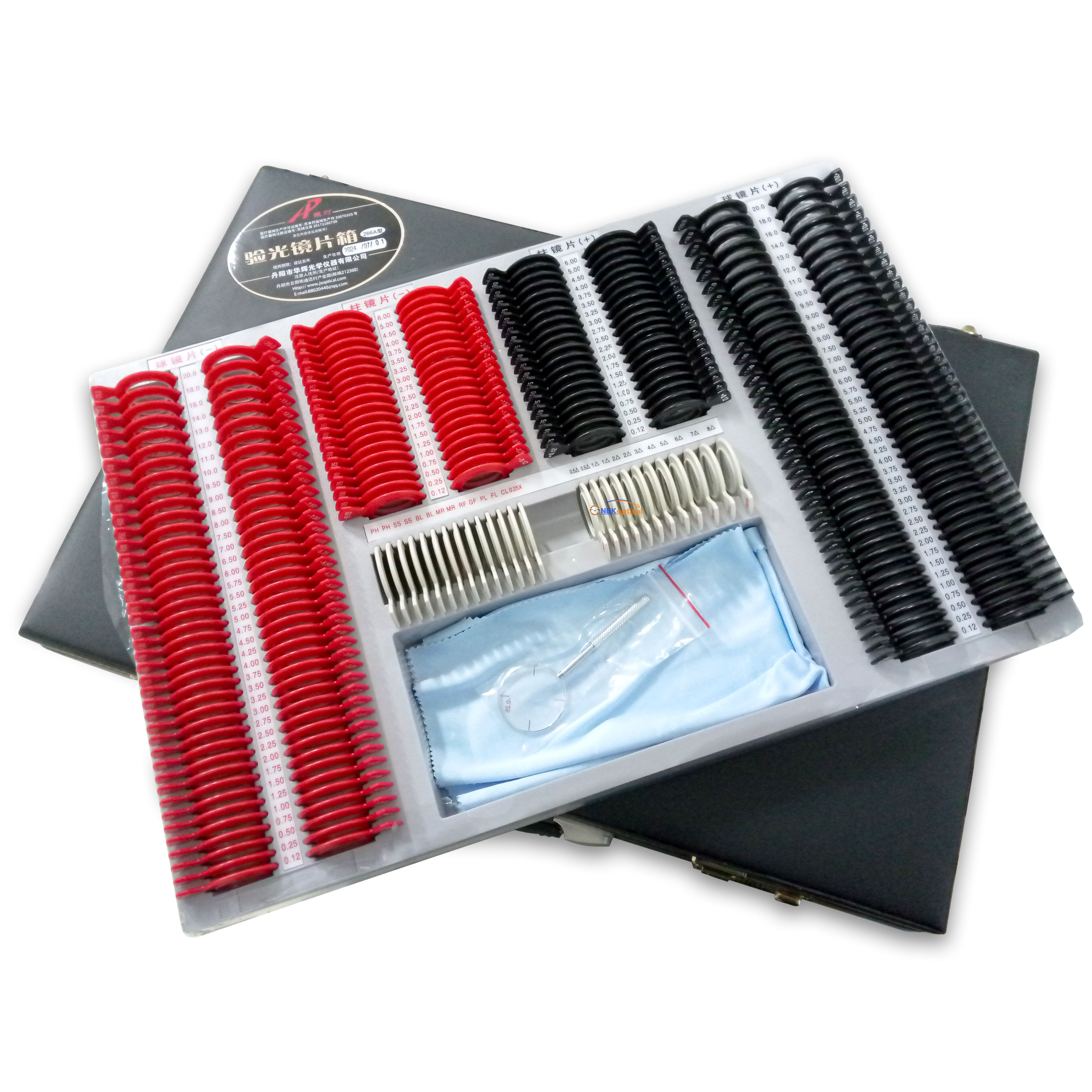 Trial lens set เลนส์เซ็ท ขอบพลาสติก เลนส์กระจก (PT L) +-2000 (กล่องหนัง) + (ครอสไซเลนส์เดอร์)