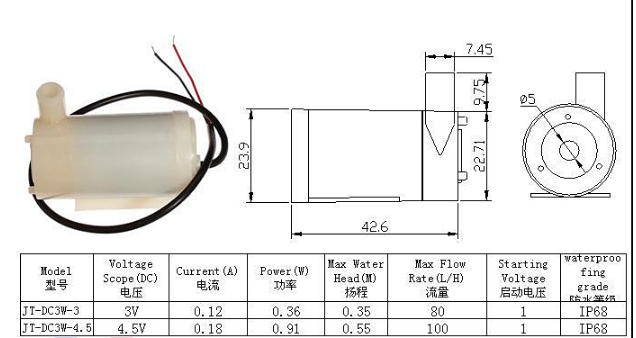 ปั๊มน้ำ USB ขนาดเล็ก 3-5V Silent pump mini micro water pump สีขาว