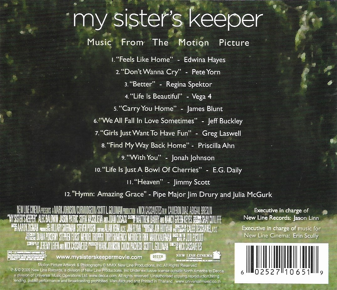 CD,My Sister's Keeper (Music From The Motion Picture)(Soundtrack)(OST.)(2009)(Thai)