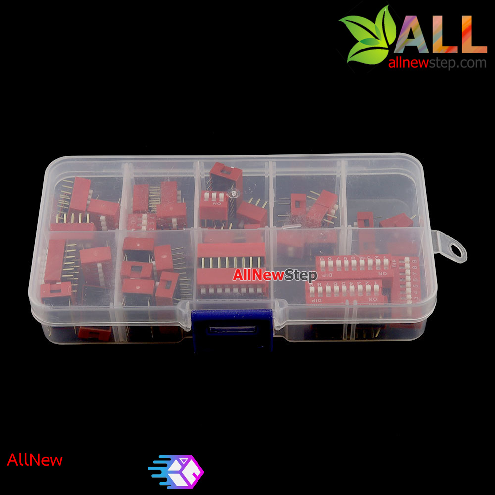 ชุดสวิตช์ DIP switch 9 แบบอย่างละ 5 รวม 45 ชิ็น พร้อมกล่องเก็บอุปกรณ์