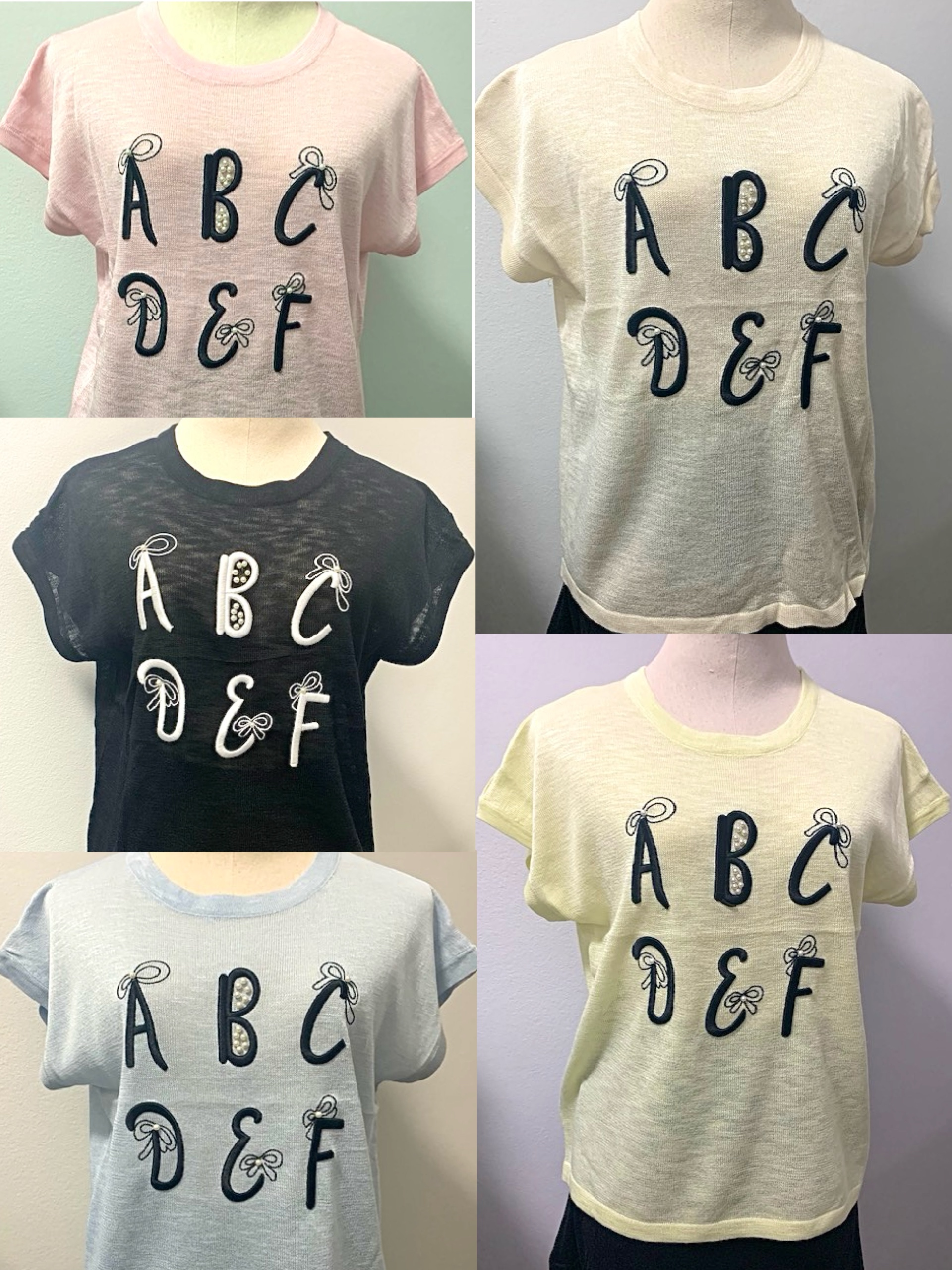 🎈New Arrival 🎈 👕เสื้อยืดแฟชั่น ปักลาย 🔡แต่งมุก
