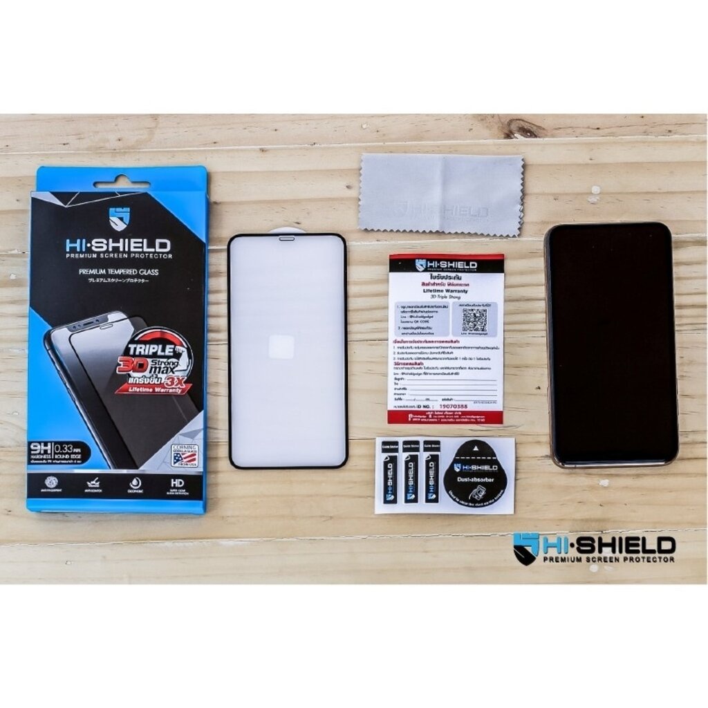 (ประกันตลอดชีพ) HiShield ฟิล์มกระจก 3D Triple Strong Max ใช้สำหรับ iPhone 17 Pro 17 Air Max 16 Pro 15 14 Plus 13 Pro 11 12 mini ใบกำกับภาษี