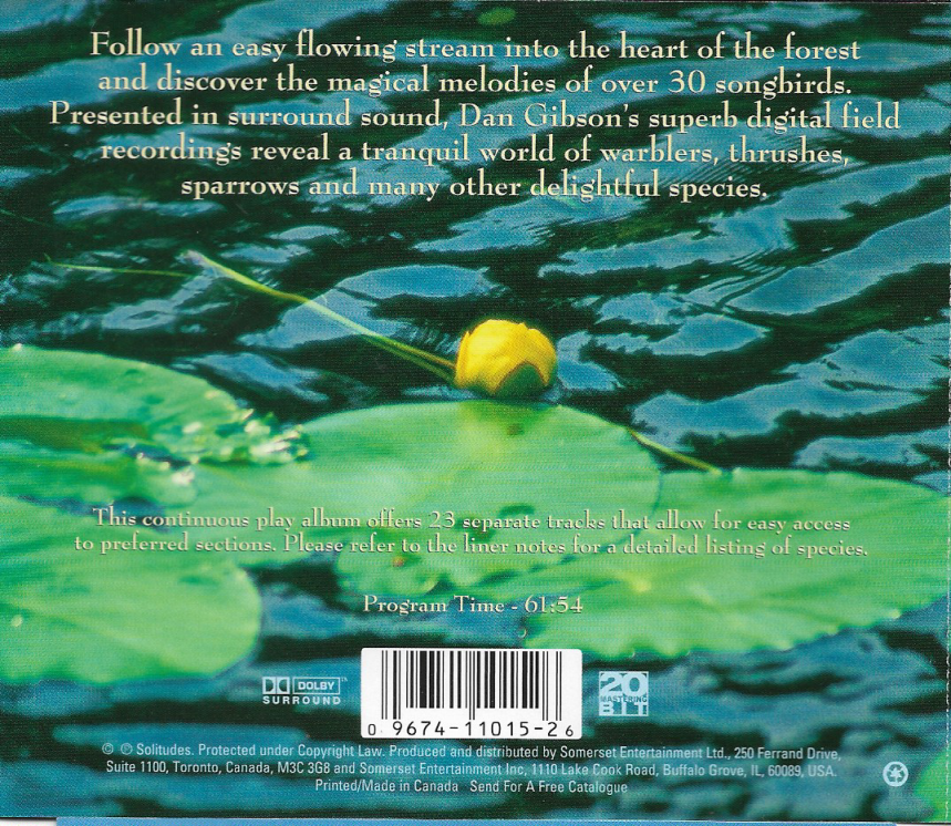 CD,Dan Gibson's - Solitudes Nature Sound Collection Songbirds by the Stream