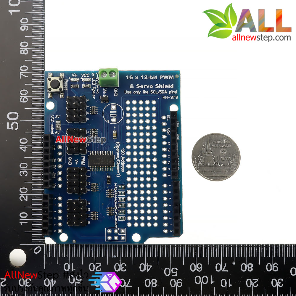 Servo Shield Uno 16-Channel 12-bit PWM/Servo Shield for Arduino บอร์ด Shield สำหรับขับ Servo 16 ช่อง