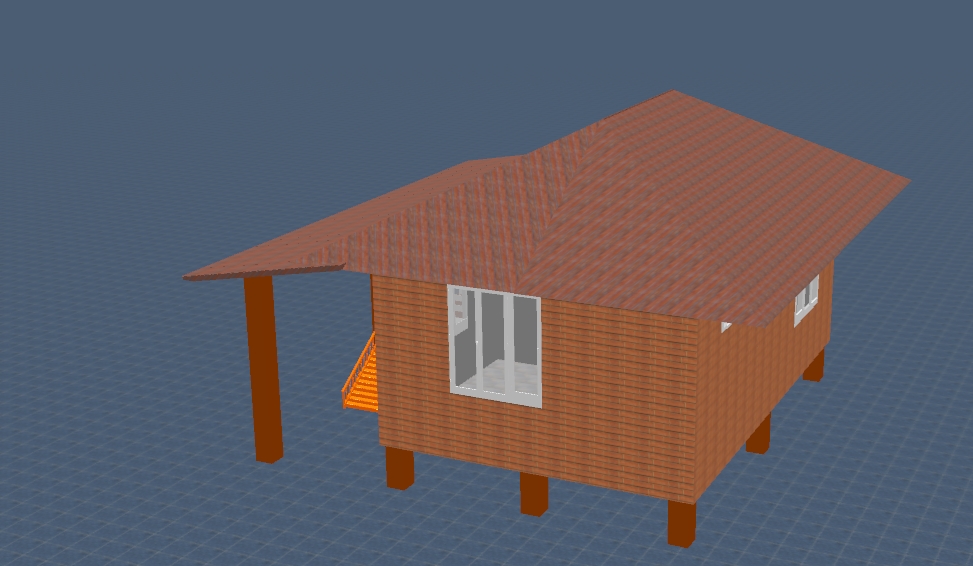 บ้านน็อคดาวน์ หลังนี้ ขนาด 4*6 เมตร พร้อมระเบียงหลังคาคุม ขนาด2*6เมตรเต็มหน้าบ้าน และระเบียงขนาด 2*3 เมตร