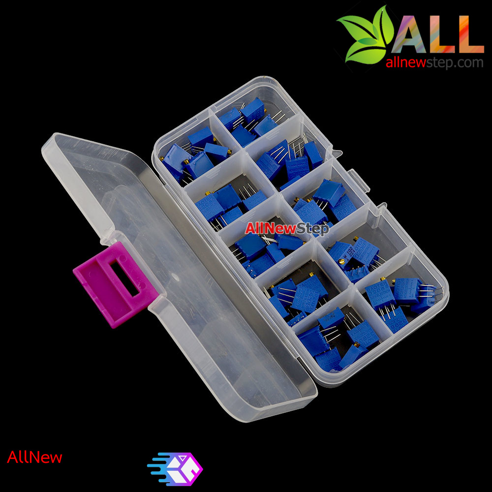 ชุดตัวต้านทานปรับค่าได้ 3296w จำนวน 10 ค่า อย่างละ 5 ชิ้น รวม 50 ชิ้น