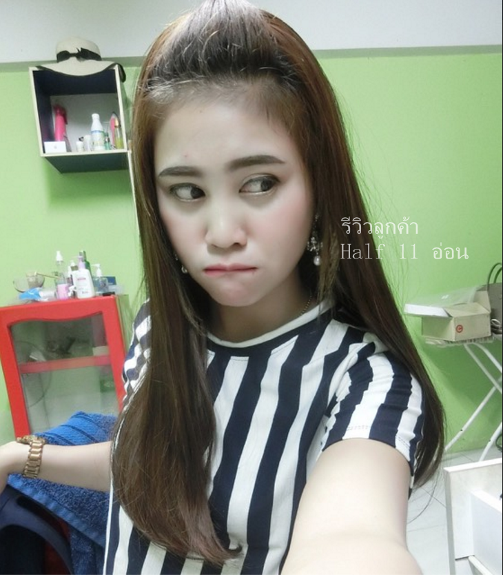 Half 11 วิกครึ่งหัวยาวตรง ปลายงุ้ม ดูเป็นธรรมชาติ ( ทรงผมเเละเส้นผมเหมือนจริงเกือบ 100% )