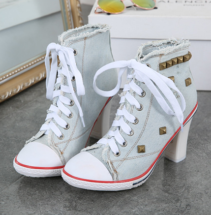 รองเท้าส้นสูง ไซต์ 34-40 สีฟ้าอ่อน ฟ้าเข้ม ขาว ดำ
