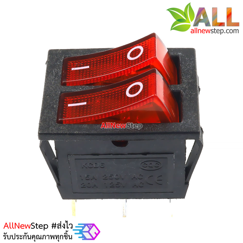 สวิตช์ 2 ทาง 2 ช่อง สวิตช์ 3 ขา สีแดง 250V 15A kcd6 switch