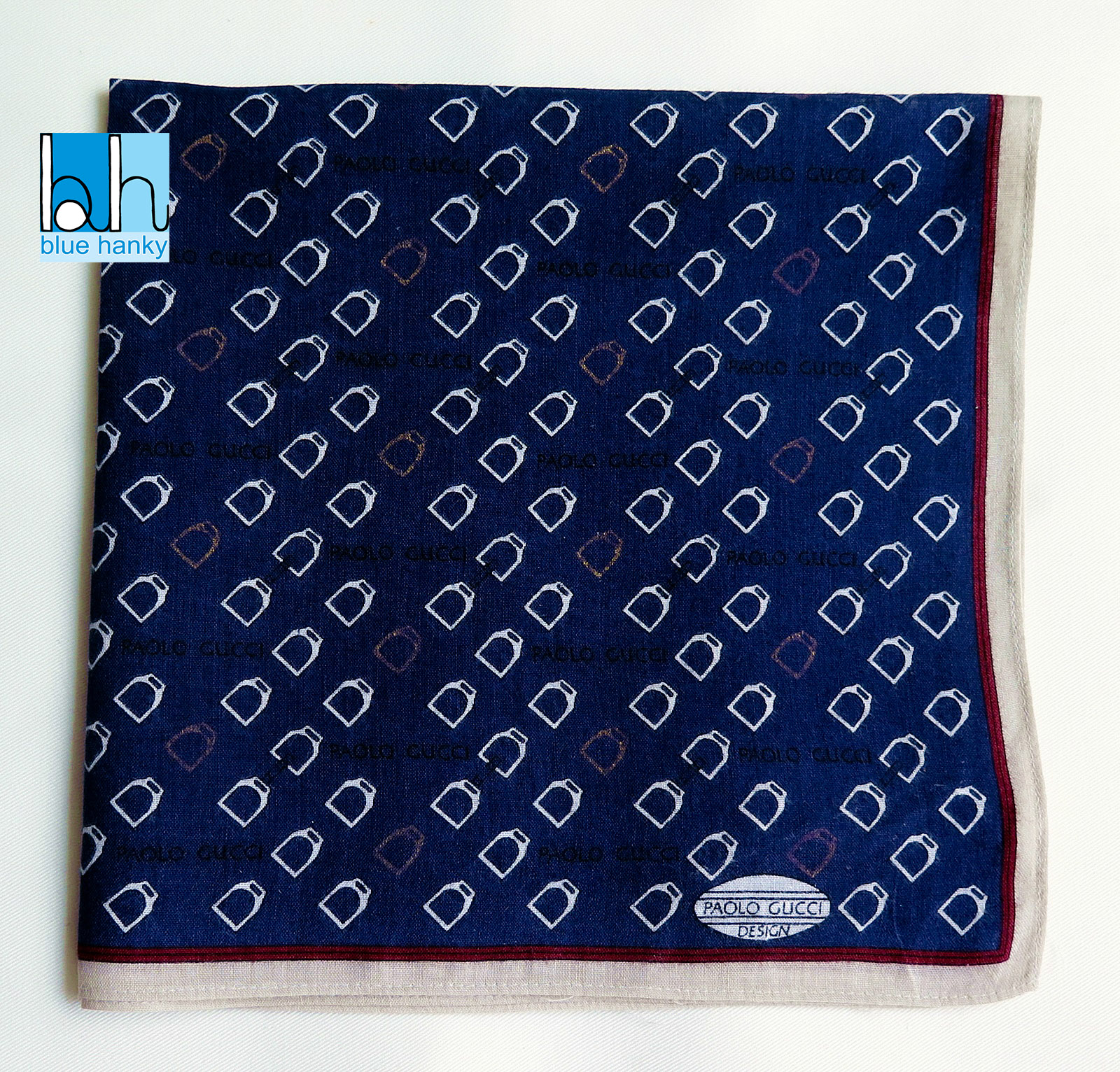 #83 18" PAOLO GUCCI DESIGN ผ้าเช็ดหน้ามือ2 สภาพดี ผ้าเช็ดหน้าผืนใหญ่