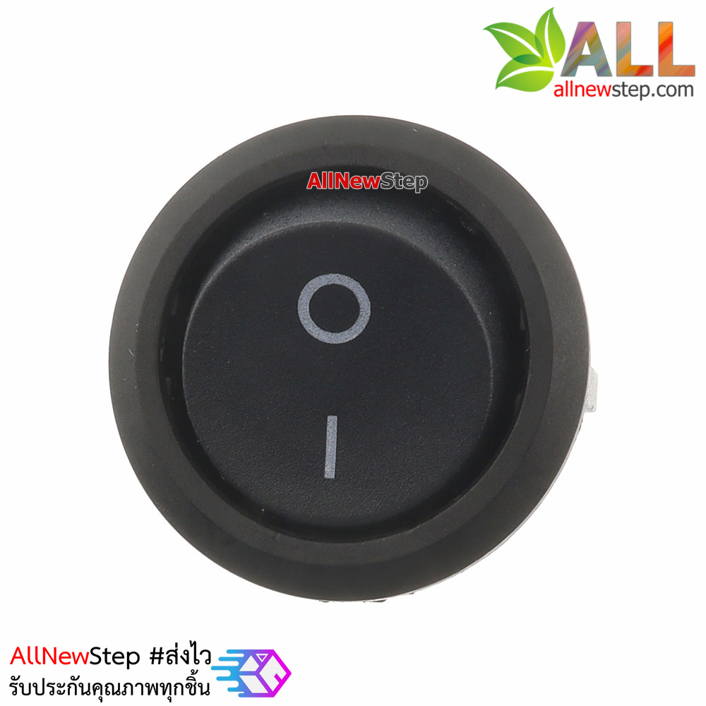 สวิตช์เปิดปิด KCD1-105N Rocker Switch Round Black 250V 6A สีดำ