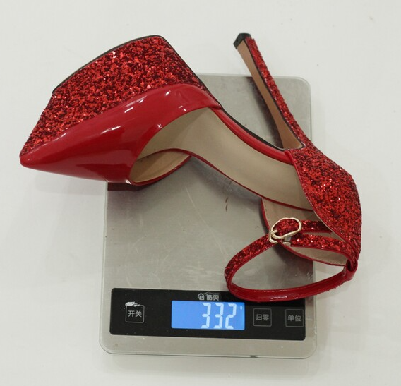 รองเท้าส้นสูงรัดข้อ ไซส์ 34-43 สีดำ/ขาว/แดง/เงิน/ทอง/ชมพู